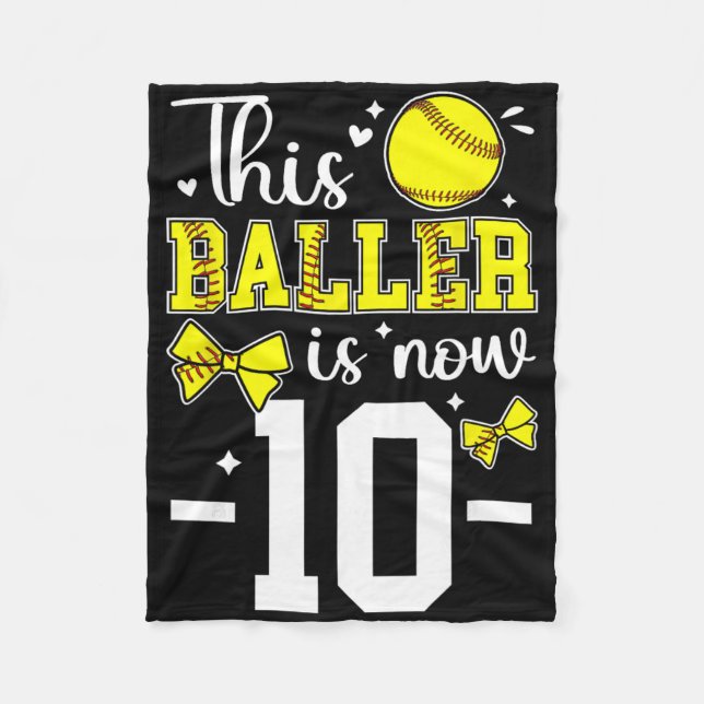 10th Birthday Softll Girl Ten Year Old Softll Play Fleece Blanket (Front)