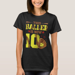 10th Birthday Softll This Ller Is Now Ten Girl 10 T-Shirt