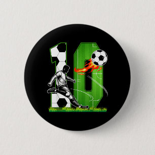 10th Birthday Sport Party 10 Year Old Soccer 6 Cm Round Badge