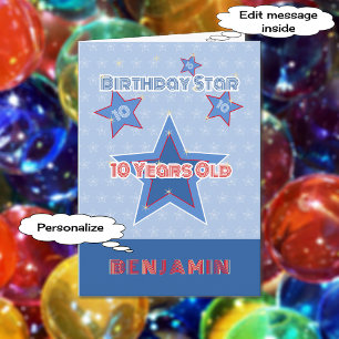 10th birthday star personalised name card
