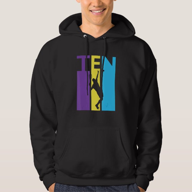10th Birthday Ten Colourful Tennis Birthday 10 Yea Hoodie (Front)