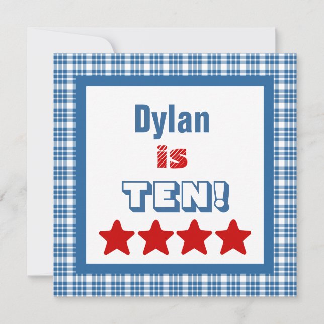 10th Birthday Ten Year Old Square Frame Invitation (Front)