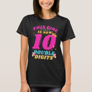 10th Birthday This Girl Is Now 10 Double Digit Mat T-Shirt