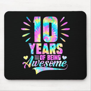 10th Birthday Tie-dye 10 Year Of Being Awesome  Mouse Mat