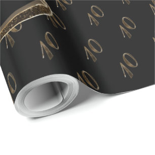 10th Birthday Tin Wedding Anniversary Elegant Gold Wrapping Paper
