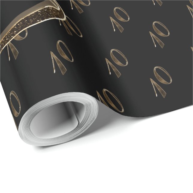 10th Birthday Tin Wedding Anniversary Elegant Gold Wrapping Paper (Roll Corner)