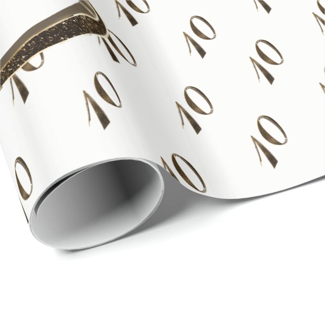 10th Birthday Tin Wedding Anniversary Elegant Gold Wrapping Paper (Roll Corner)