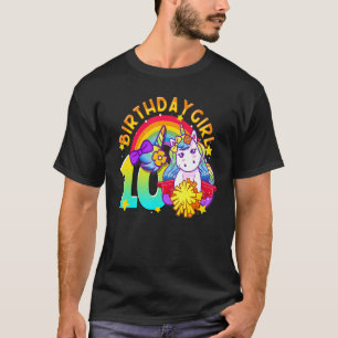 10th Birthday Unicorn Cheerleader Girl Rainbow Ten T-Shirt