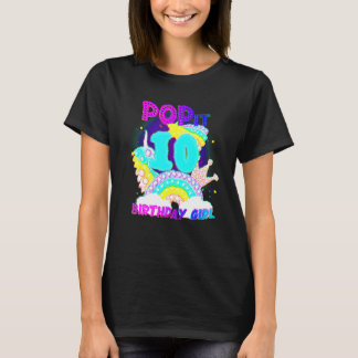 10th Birthday Unicorn Fidget Pop It Birthday Girl  T-Shirt