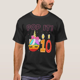 10Th Birthday Unicorn Fidget Pop It Birthday Girl T-Shirt