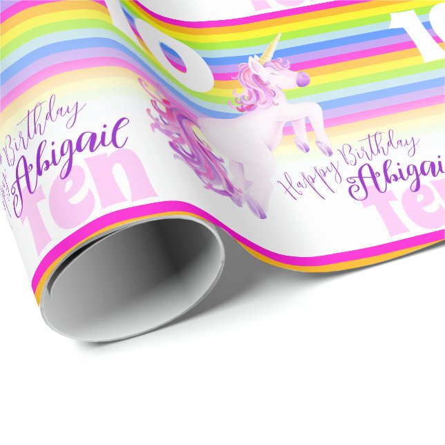 10th birthday unicorn watercolor art wrap paper (Roll Corner)