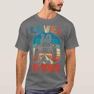 10th Birthday Vintage Level 10 Unlocked Video Game T-Shirt