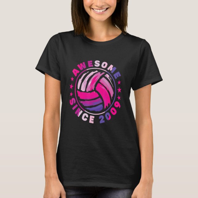 10th Birthday Volleyball Player 10 Years Old Vinta T-Shirt (Front)