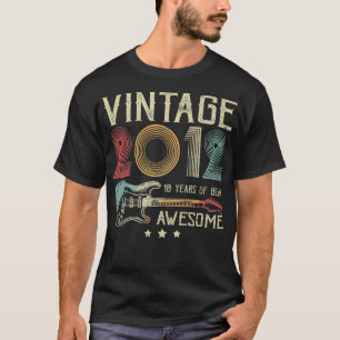10th Birthday Womens Mens Vintage Awesome 2012 Gui T-Shirt