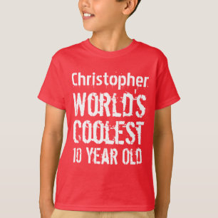 10th Birthday World's Coolest 10 Year Old RED 3 T-Shirt