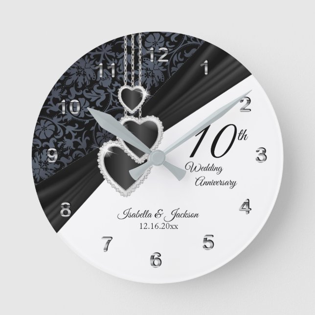 10th Black Onyx Wedding Anniversary  Keepsake Round Clock (Front)