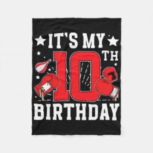 10th Boxing Birthday Party 10 Year Old Boxer Birth Fleece Blanket