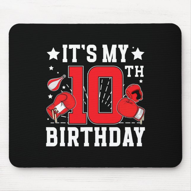 10th Boxing Birthday Party 10 Year Old Boxer Birth Mouse Mat (Front)