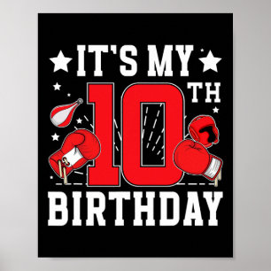 10th Boxing Birthday Party 10 Year Old Boxer Birth Poster