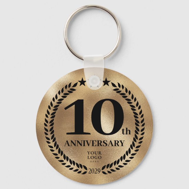 10th Business Anniversary Gold Commemorative Key Ring (Front)