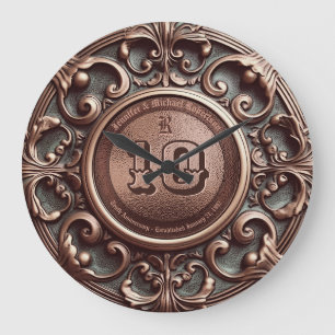 10th Copper Wedding Anniversary Large Clock