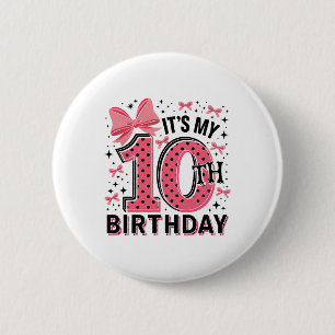 10th Coquette Birthday Girl 10 Years Old Girl Coqu 6 Cm Round Badge
