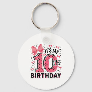 10th Coquette Birthday Girl 10 Years Old Girl Coqu Key Ring