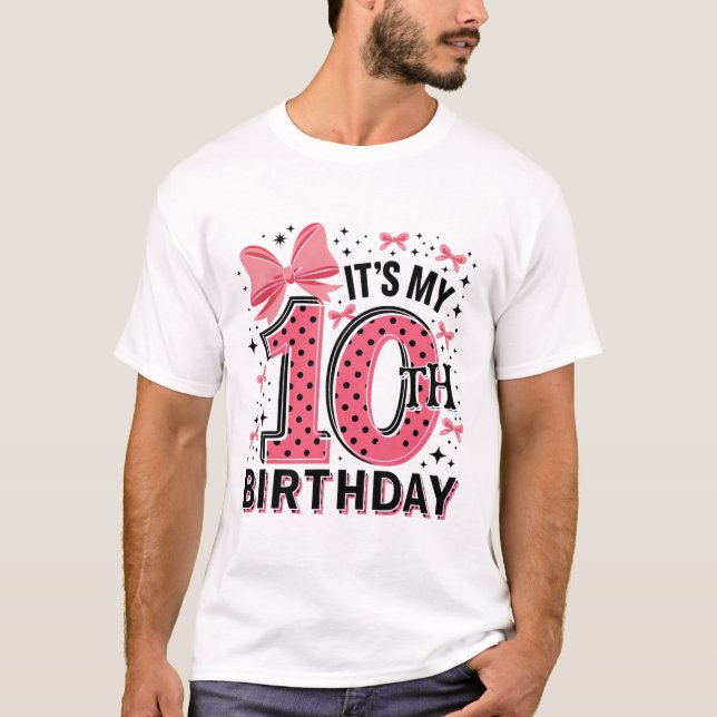10th Coquette Birthday Girl 10 Years Old Girl Coqu T-Shirt (Front)