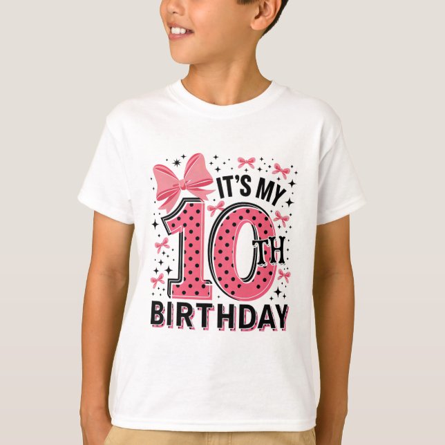 10th Coquette Birthday Girl 10 Years Old Girl Coqu T-Shirt (Front)