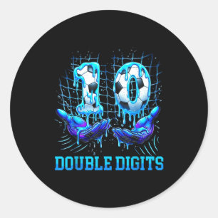 10th Double Digits Birthday Boy Soccer Ice Drippin Classic Round Sticker