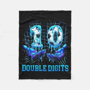 10th Double Digits Birthday Boy Soccer Ice Drippin Fleece Blanket