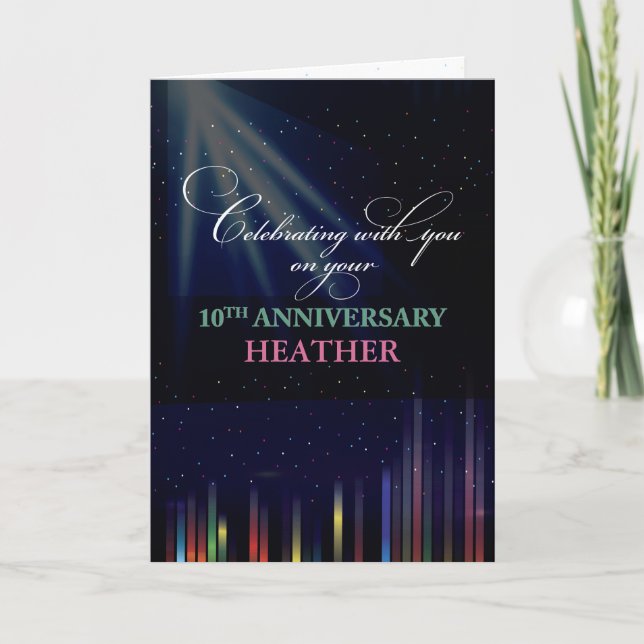 10th Employee Anniversary Sky, Customisable Black Card (Front)