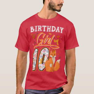 10th Fo Birthday Girl Cute Fo Lover Zoo Animal 10  T-Shirt