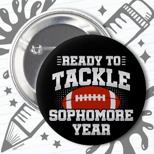 10th Grade Football Ready To Tackle Back to School 6 Cm Round Badge