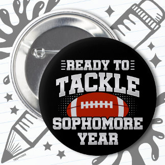 10th Grade Football Ready To Tackle Back to School 6 Cm Round Badge