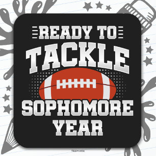 10th Grade Football Ready To Tackle Back to School Square Sticker