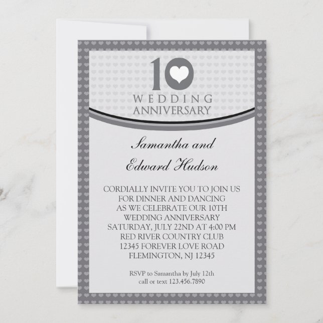 10th Heart Wedding Anniversary Invitation (Front)