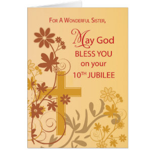 10th Jubilee Anniversary Nun Cross, Swirls, Flower