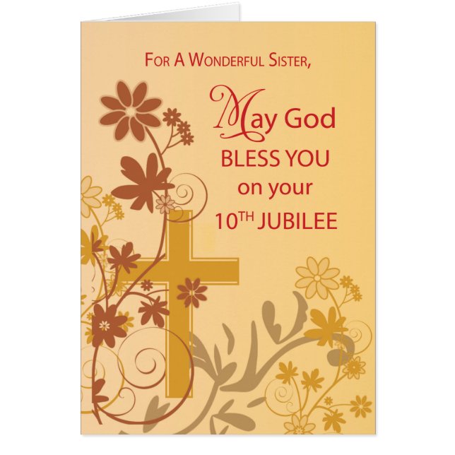 10th Jubilee Anniversary Nun Cross, Swirls, Flower (Front)