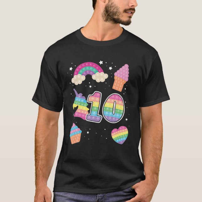 10Th Magical Poppin Birthday Unicorn Popits 10 Pop T-Shirt (Front)