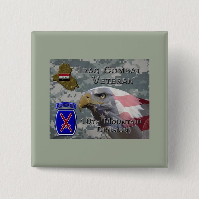 10th Mountain Div Iraq Combat Veteran 15 Cm Square Badge (Front)