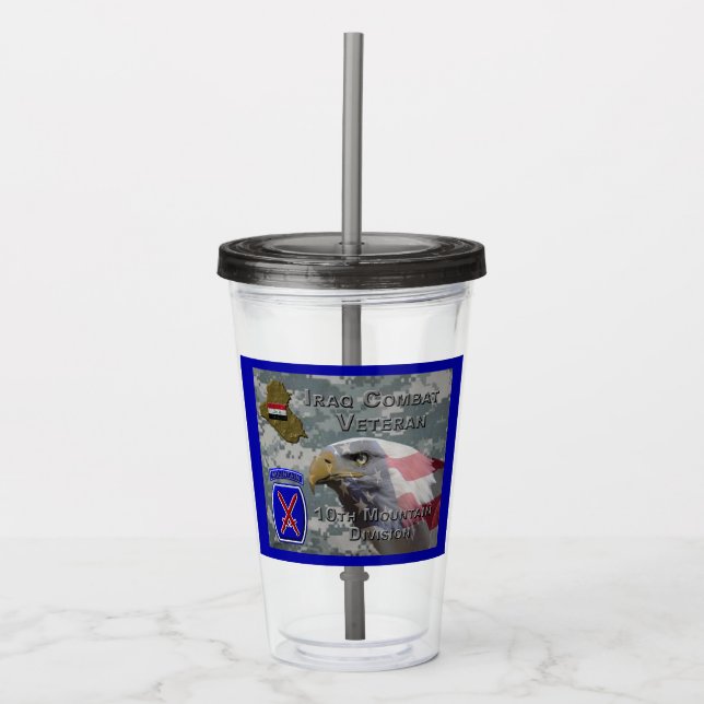 10th Mountain Div Iraq Combat Veteran Acrylic Tumbler (Front)