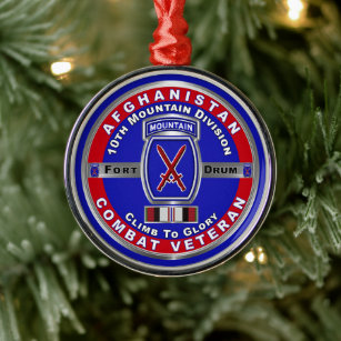 10th Mountain Division Afghanistan Veteran Metal Tree Decoration