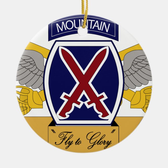 10th Mountain Division Aviation (AVN) Ceramic Tree Decoration (Front)