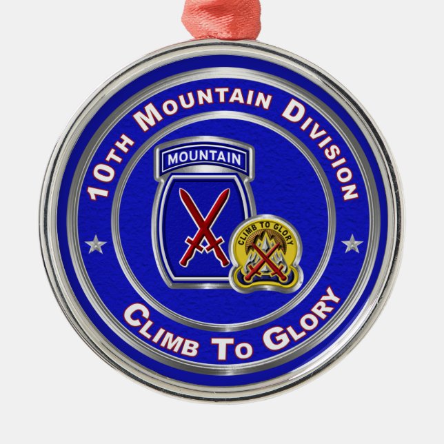 10th Mountain Division Christmas  Metal Tree Decoration (Front)