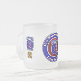 10th Mountain Division “Climb To Glory” Frosted Glass Coffee Mug