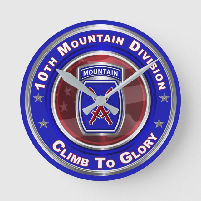 10th Mountain Division “Climb To Glory” Round Clock (Front)