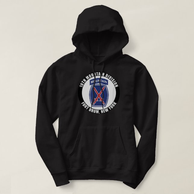 10th Mountain Division Fort Drum New York Emblem V Hoodie (Design Front)
