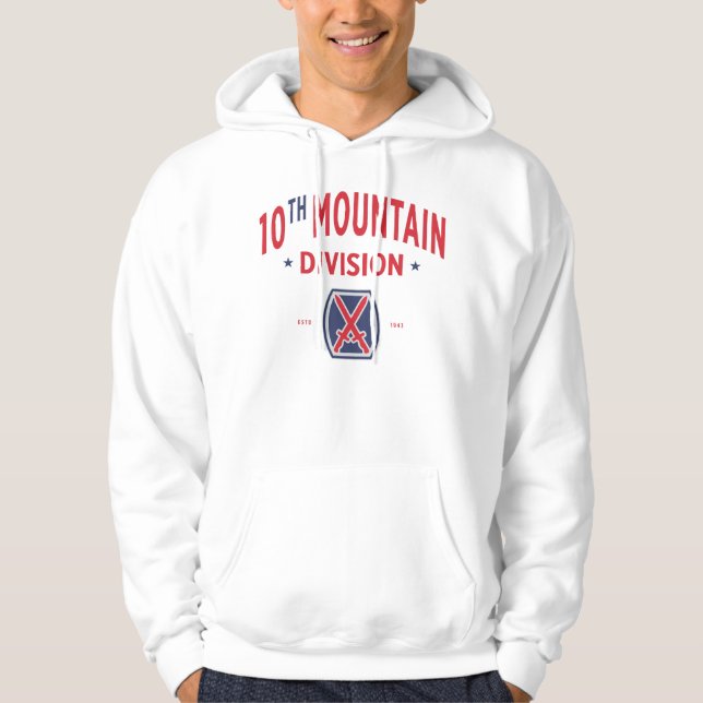 10th Mountain Division "Mountaineer" Badge Hoodie (Front)