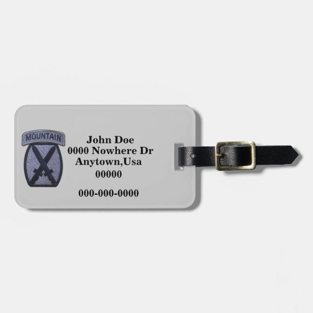 10th mountain division patch luggage tag (Front Horizontal)